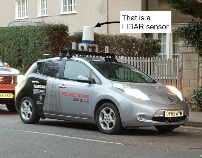 Oxford Robotics Institute (ORI) Mobile Robotics Group Nissan Leaf.jpg by Ooja99 protected by CC BY-SA 4.0 / text box added