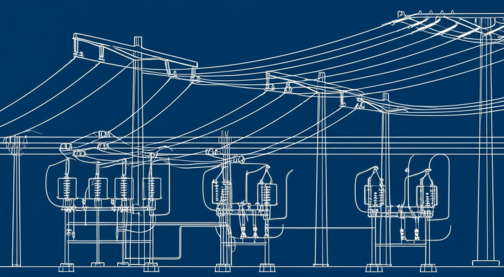 Electrical grid transmission substation blueprint